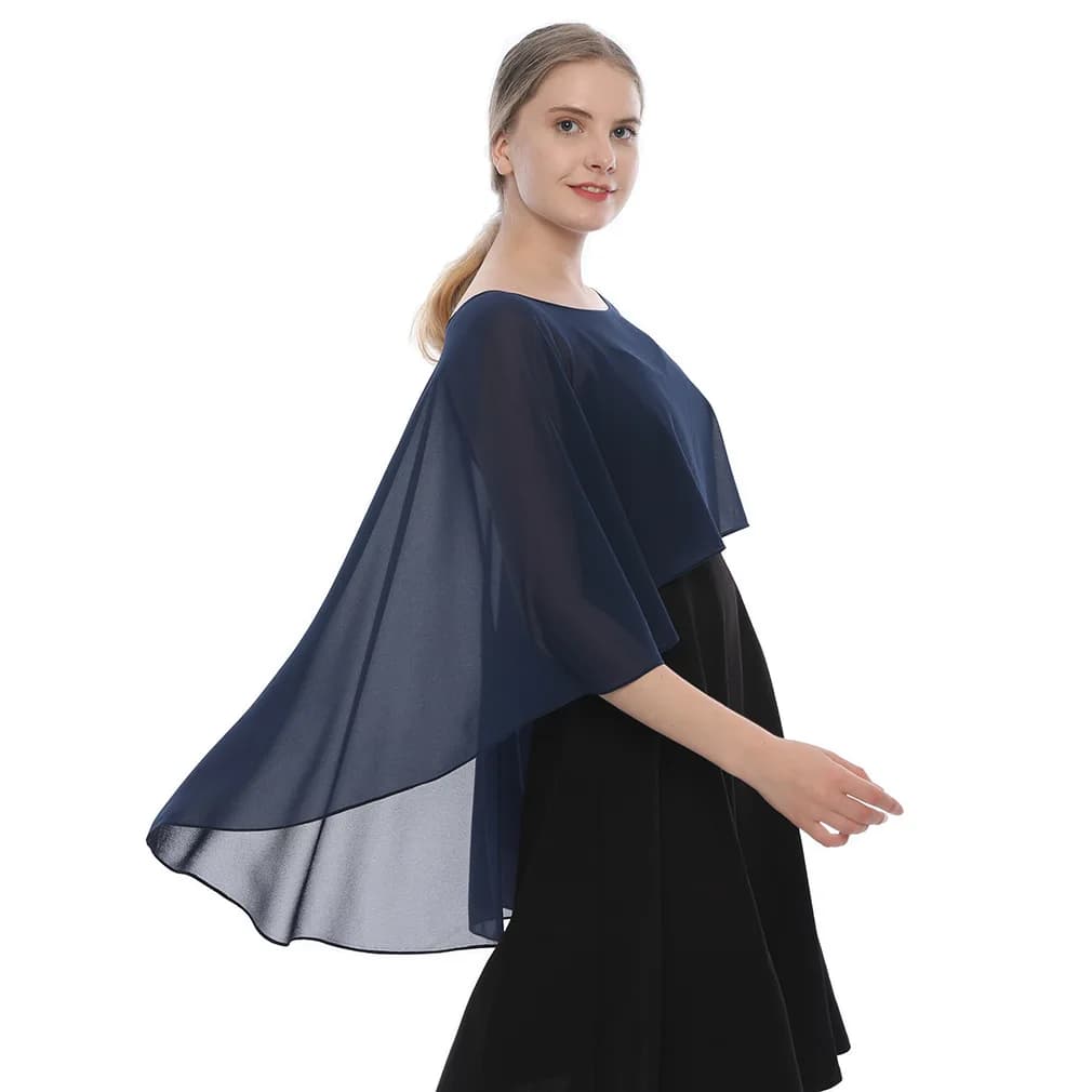 Womens Soft Chiffon Capes Shawl Ladies Evening Wedding Capes Shrug Ladies Bridal Lightweight Long Shawl and Wraps Dress Cover Up