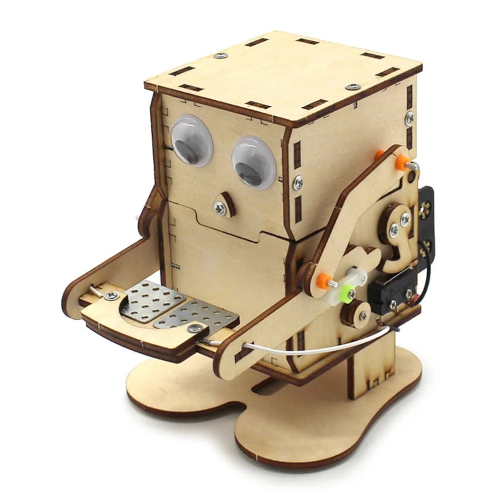 Robot che Mangia Monete, Modello in Legno Fai-da-Te, Kit Educativo STEM per Bambini, Esperimento Scientifico, Giocattolo Educativo, Kit di Montaggio in Legno