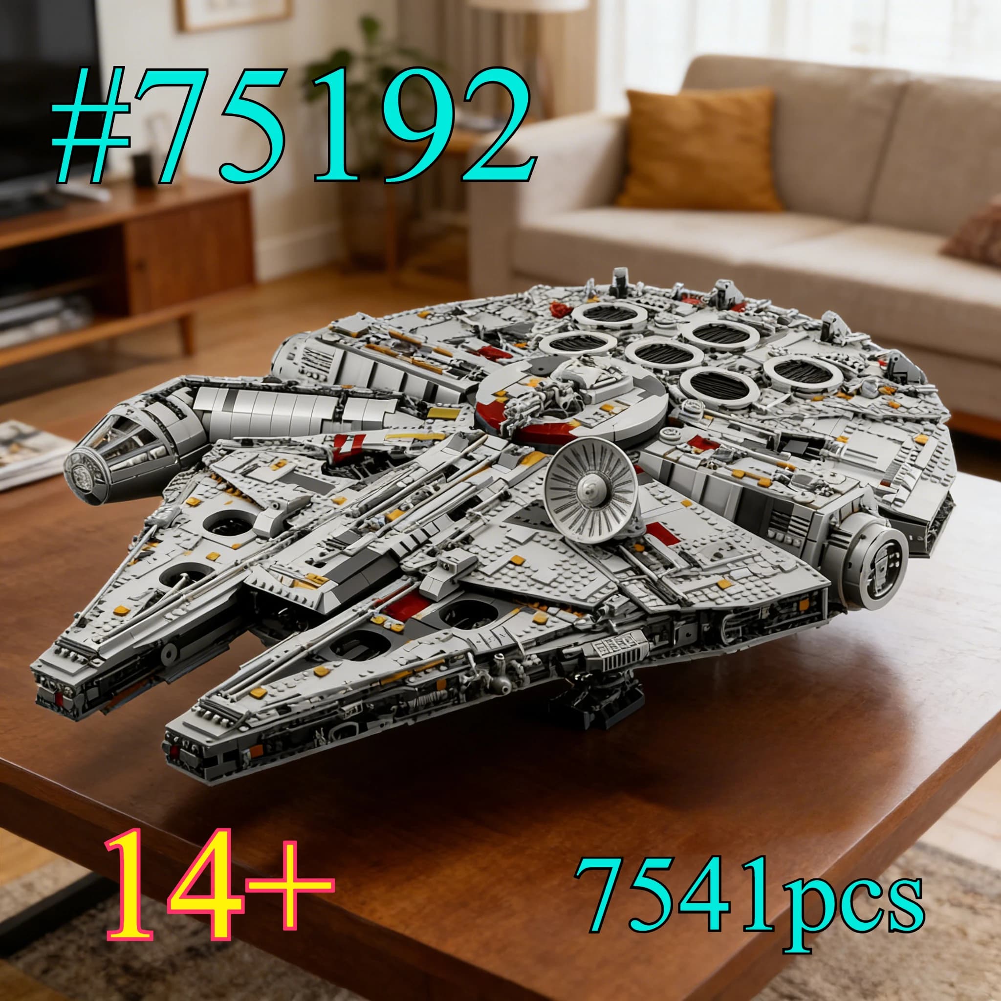 Millennium Falcon Warship75192Mini set di blocchi da costruzione adatti per regali di compleanno, non compatibili con le particelle Legoed, 7541 pezzi