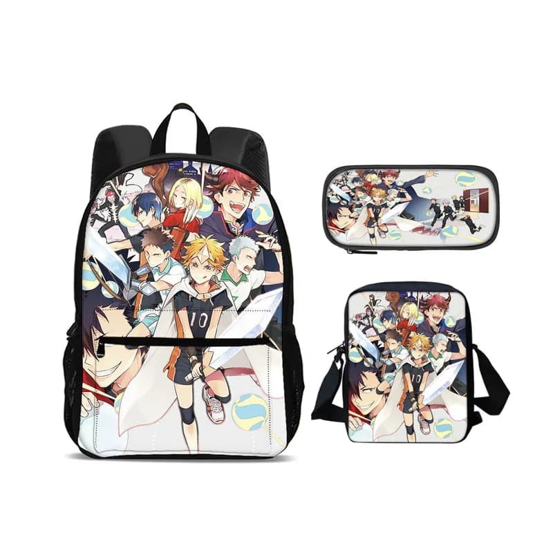 Haikyuu backpack pencil case shoulder bag 3Pcs Set printed new large capacity student boy and girl best birthday gift for school