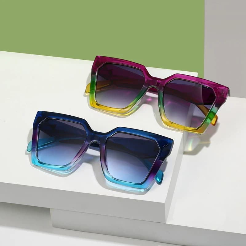 2 pezzi occhiali da sole quadrati da donna nuovi occhiali da sole alla moda personalità occhiali da sole per auto colorati moda donna M6255