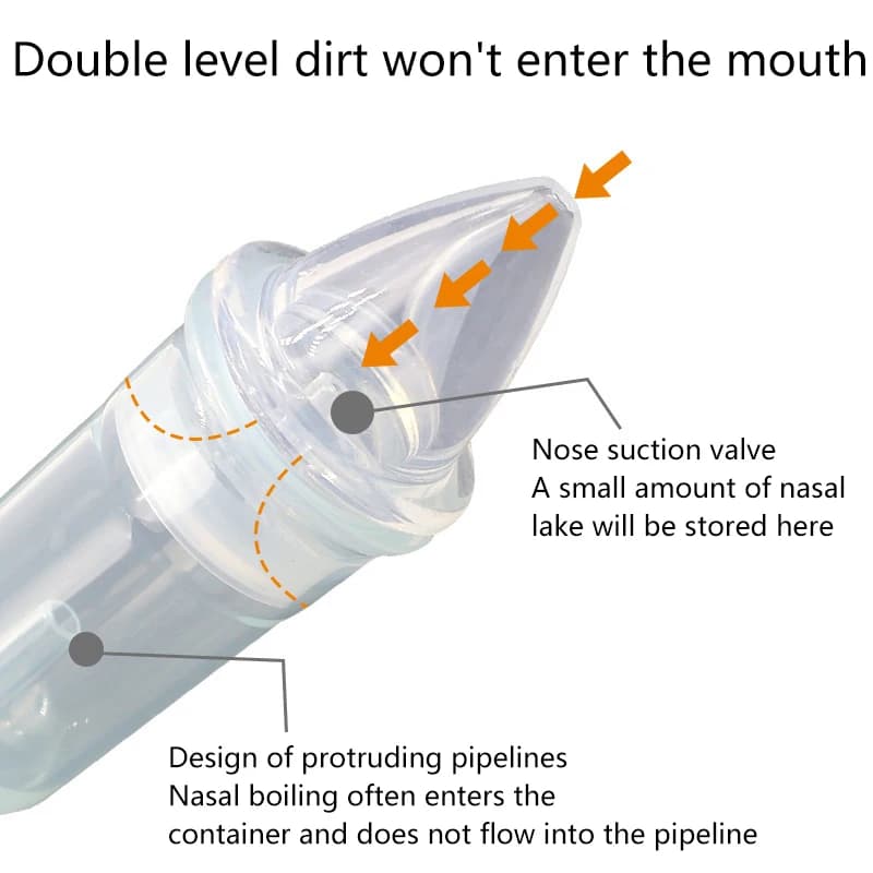 Absorption Silicone Safe Soft Tip Newborn Baby Nose Cleaner Sniffling Device Infant Vacuum Suction Nasal Aspirator'