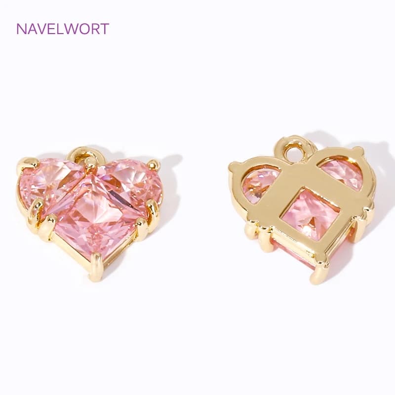 Ciondoli a forma di cuore in cristallo trasparente placcati oro 18 carati, 2 misure, per orecchini, ciondoli decorativi, accessori per la creazione di gioielli fai da te