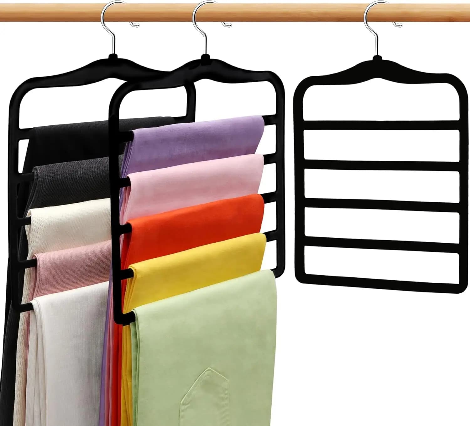 Appendiabiti a 5 livelli in velluto per pantaloni, organizer salvaspazio per jeans, sciarpe e cravatte, antiscivolo, essenziale per il dormitorio