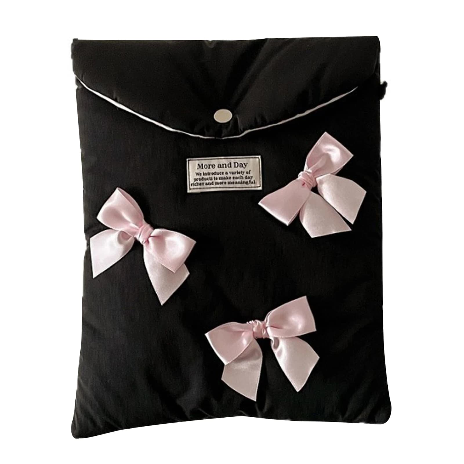 Custodia per Laptop in Cotone con Fiocco, Design Minimalista, Protettiva per Donne, Viaggi, Vacanze, Scuola, Lavoro