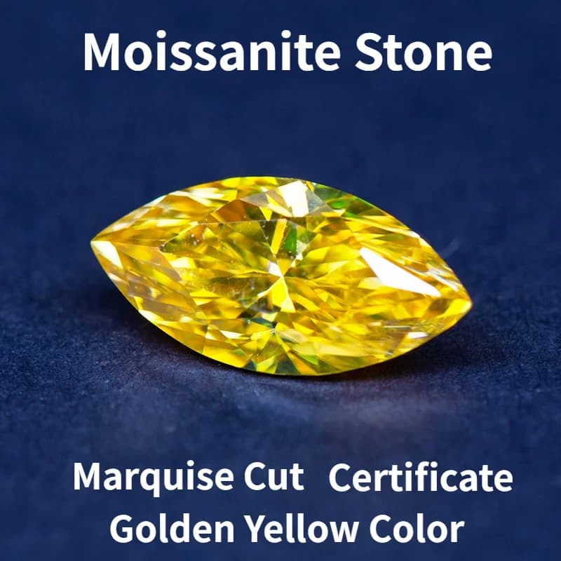 Pietra N-Moissanite Colore giallo dorato Taglio marquise per la creazione di gioielli Anello fai da te Collana Orecchini Materiali principali con certificato