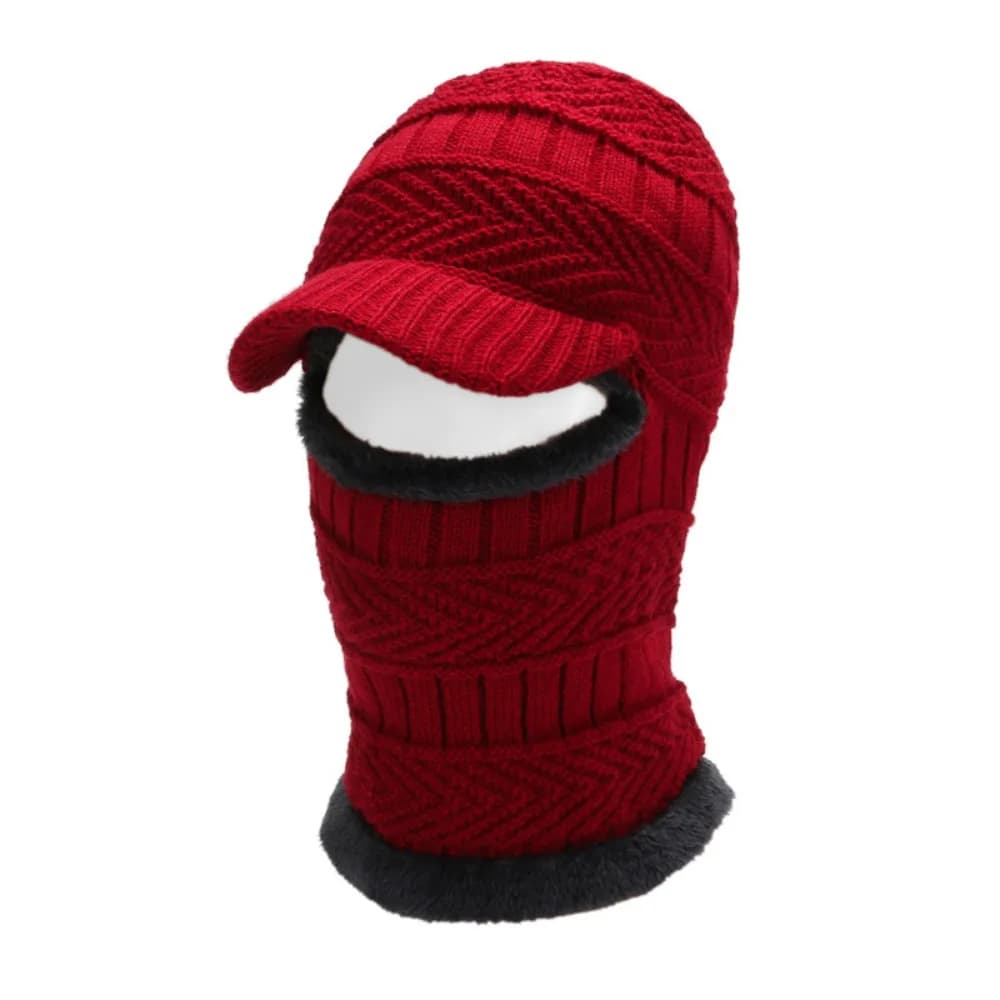 Berretti Skullies in filato di lana Cappelli Sciarpa ad anello caldo con tesa Berretti invernali Ispessimento Passamontagna da uomo antivento per uomo donna