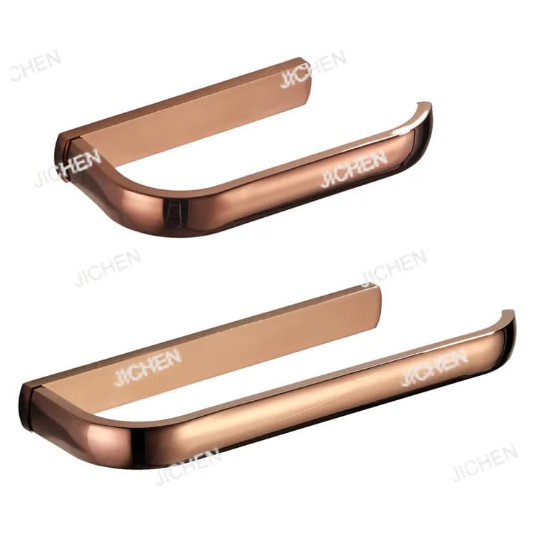 Porta salviette da parete in ottone color oro rosa, set di due pezzi per bagno, confezione piccola M85-20