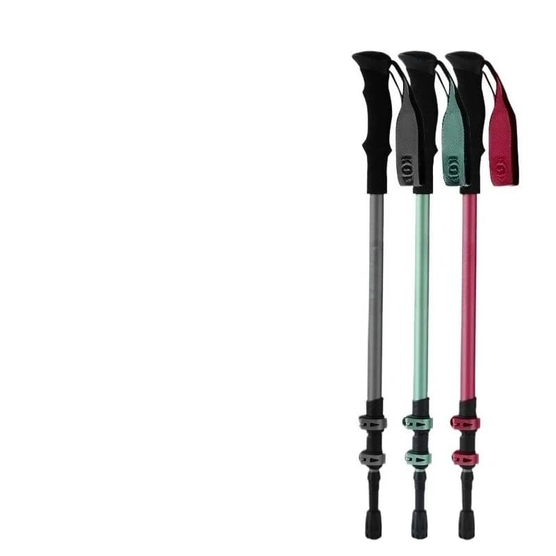 Aluminum Alloy Retractable Trekking Pole Lightweight 3 Section Outer Lock Non Slip Hiking Walking Stick