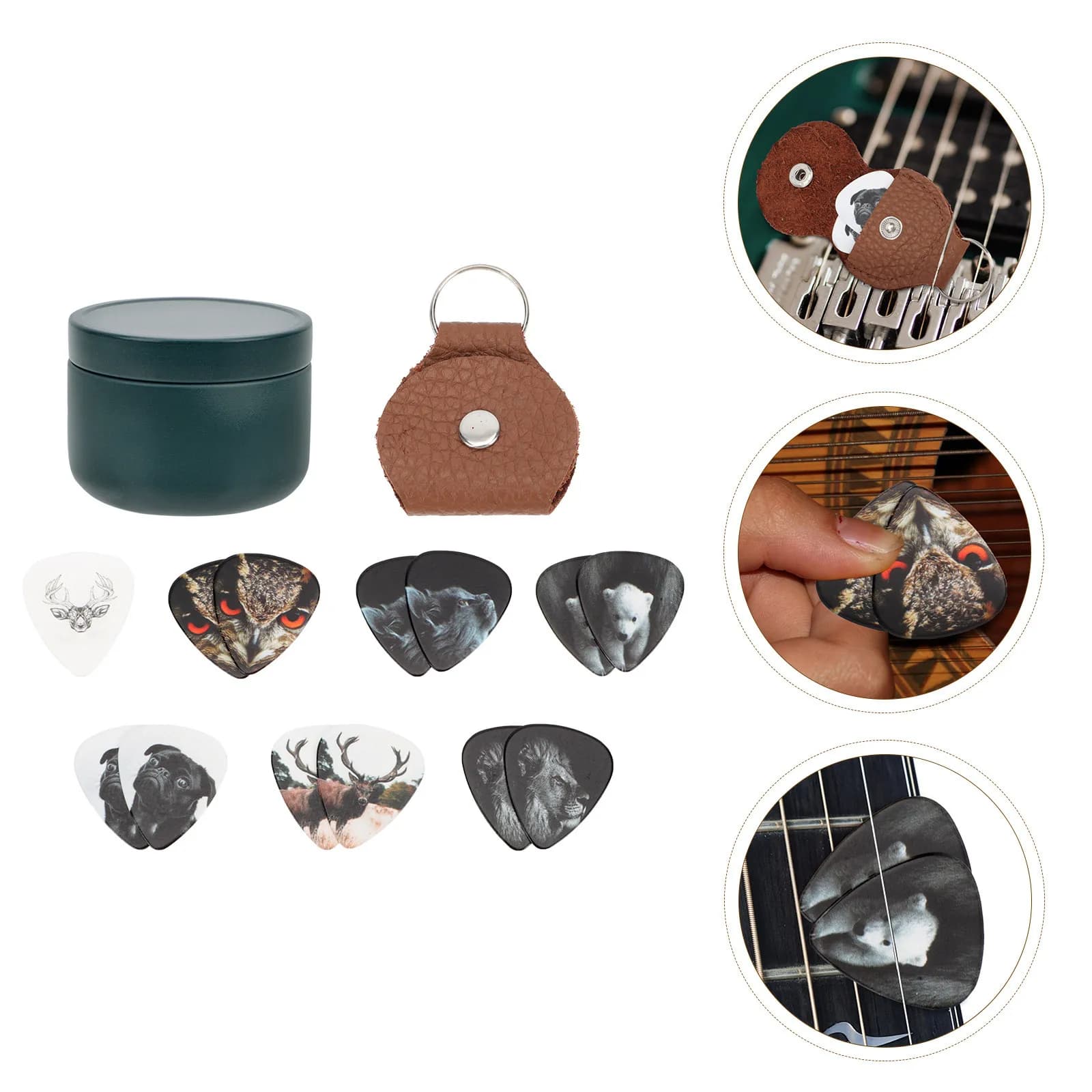 Set di 1 Scatola Porta Plettri in Ferro per Chitarra, Organizzatore per Accessori, Custodia per Piccoli Oggetti