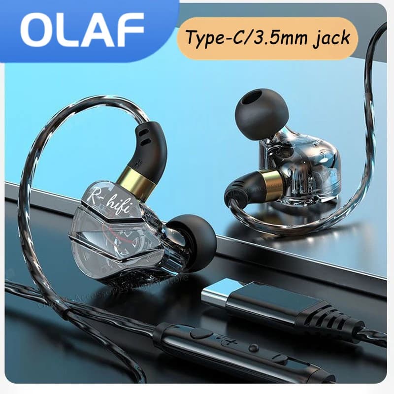 OLAF Gaming Headphones Wired Headphones with 3.5 mm cable Stereo sports headphones for low speaker DAC Type-C for iPhone 15 Samsung