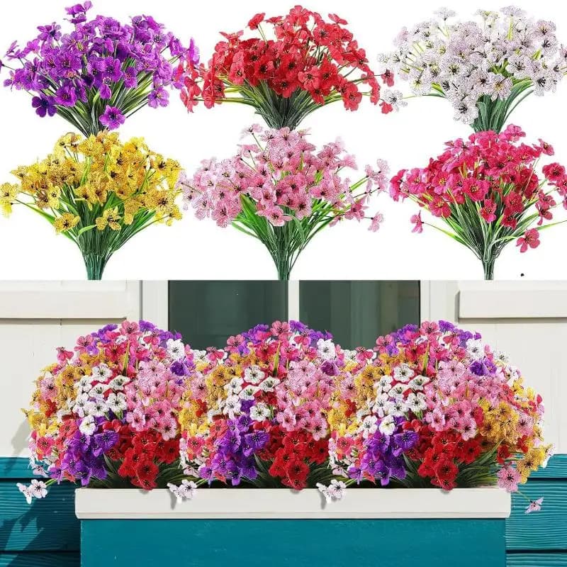【xxx】5Pcs Artificial Violet Flowers Fake Flowers Plants Bouquet For Home Garden Wedding Decoration Indoor Outdoor Party Decor