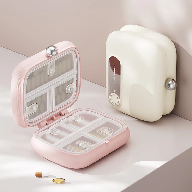 Portable Pill Box, Small Pill Box for Health Supplements, Vitamins, and Weight Loss Pills, Travel Pill Box for Carrying