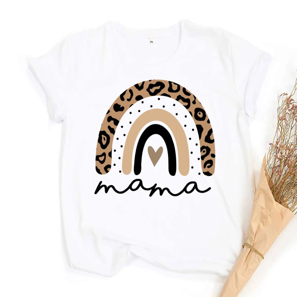 Maglietta con stampa leopardata a cuore, top alla moda da donna, abbigliamento vintage, vestiti da donna