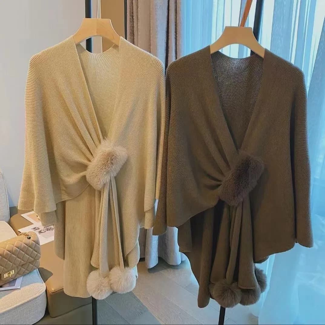 Nuovo Cappotto Invernale Morbido e Soffice in Maglia Stile Vintage con Spacco e Barretta, Design Sensazionale per un Look Rilassato e Distintivo