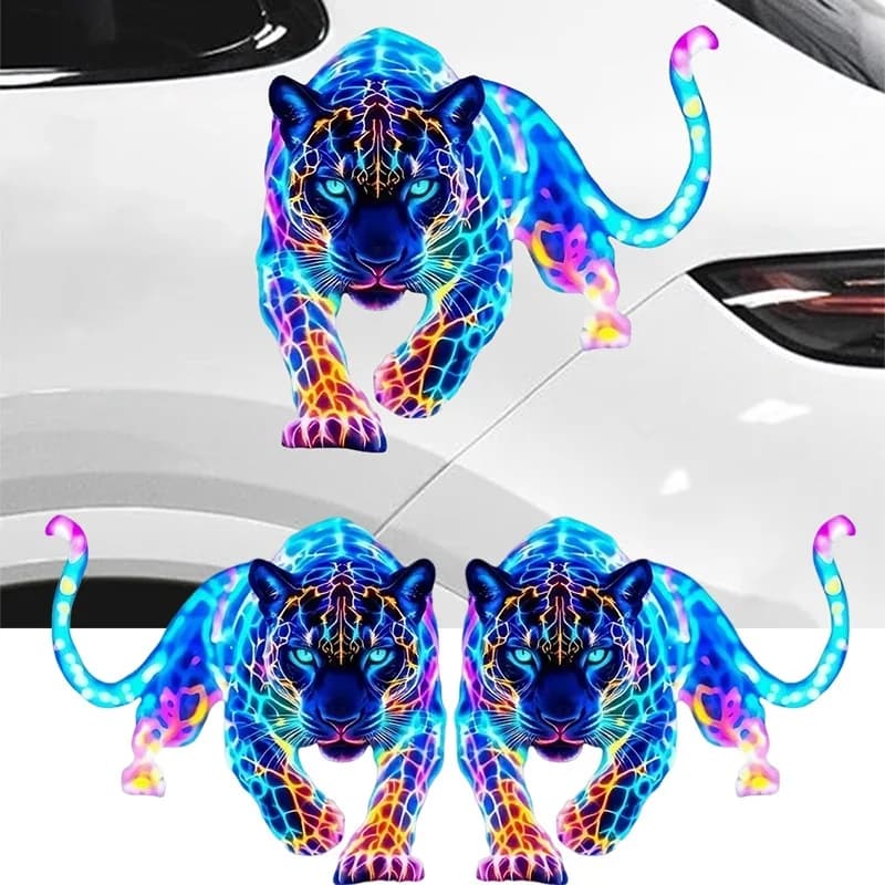 1-2 paia di adesivi impermeabili per moto leopardo al neon vibrante con design vibrante Adesivo autoadesivo durevole Decorazione per auto