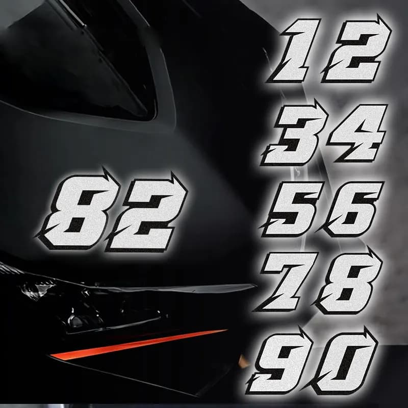 Reflective Wall decals for Moto Race numbers, Waterproof and Durevoli for Tank, Caring, Helmet and Bike