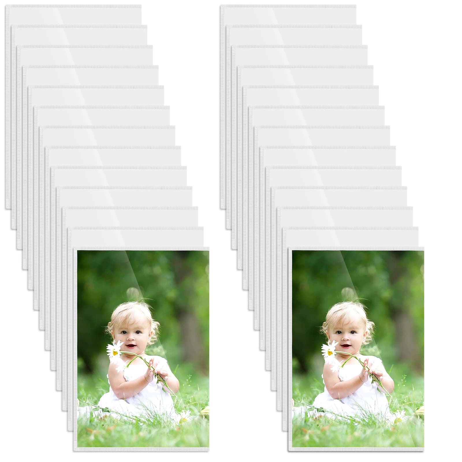 Cornici Magnetiche per Foto 4x6 Pollici, 12/24 Pezzi, Tasche Magnetiche per Foto con Bordo Bianco, Cornice in PVC Riutilizzabile, Porta Cartelli Magnetico