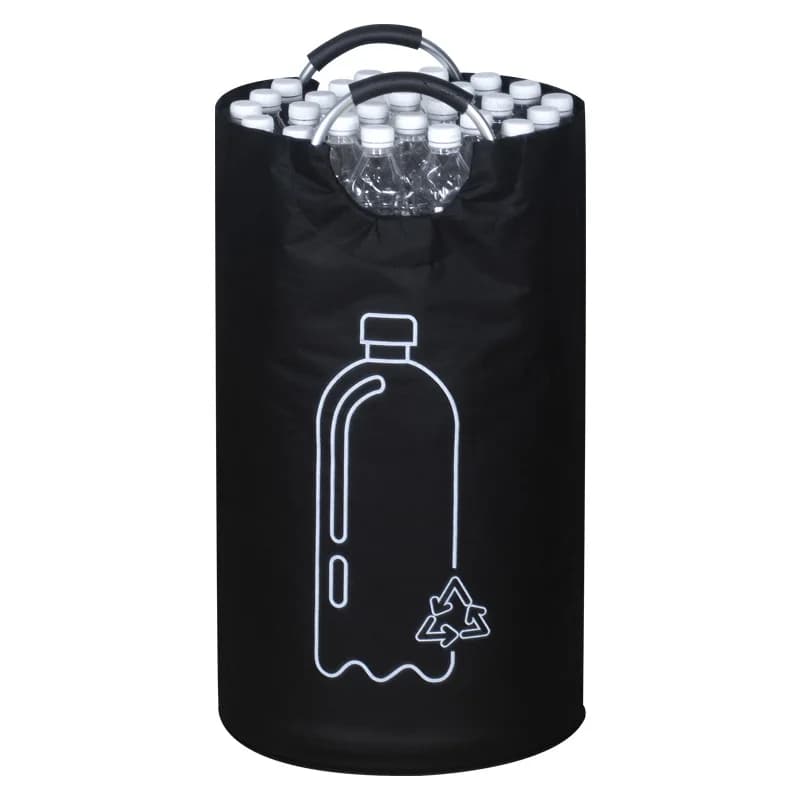 82L Black Recycling Bin for Kitchen Recycling Bag Foldable Deposit Bottles Collection Container Oxford Cloth Storage for Bottles