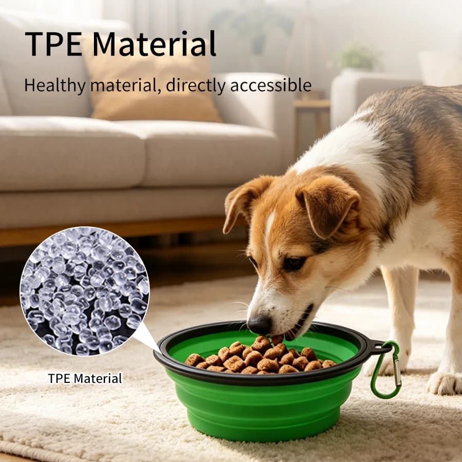 350ml/1000ml Portable Collapsible Pet Bowl with Carabiner, TPE Foldable Dog Cat Water Food Bowl, Travel Hiking Camping