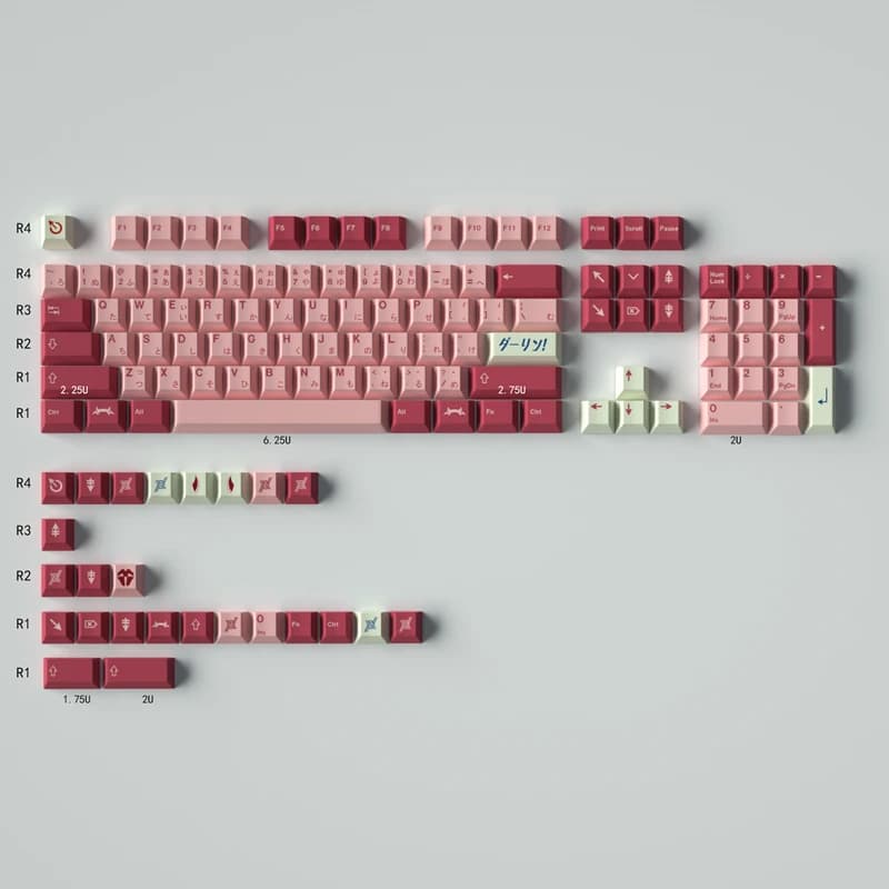 Personalizzato rosso/blu Darling Keycaps Cherry Profile DYE SUB 23/129 Key PBT Keycap per Cherry MX Switch tastiere meccaniche