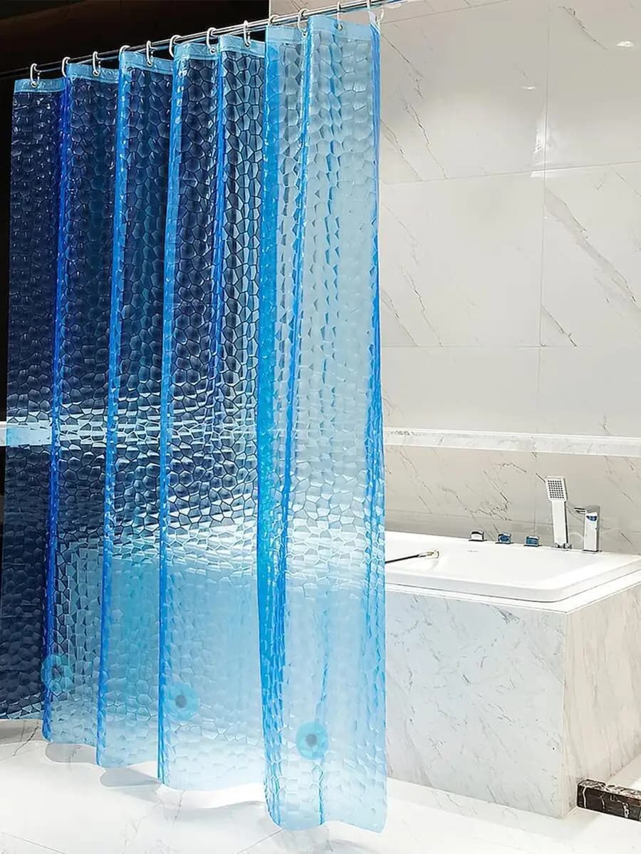 1pc Water Cube 3D Waterproof Mildew-Proof Bathroom Shower Curtain, With Steel Hooks On Top And Magnets On Bottom, Liner