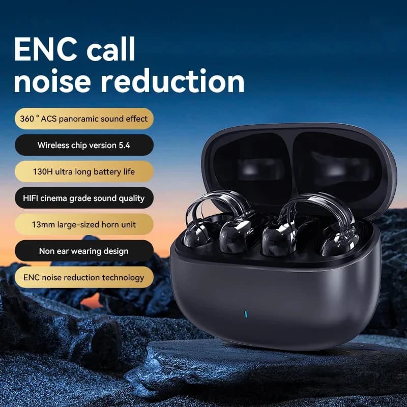 Auricolari Wireless YX59 con Clip, Bluetooth 5.4, Cancellazione del Rumore ENC, Chiamate HD, Impermeabili, con Microfono