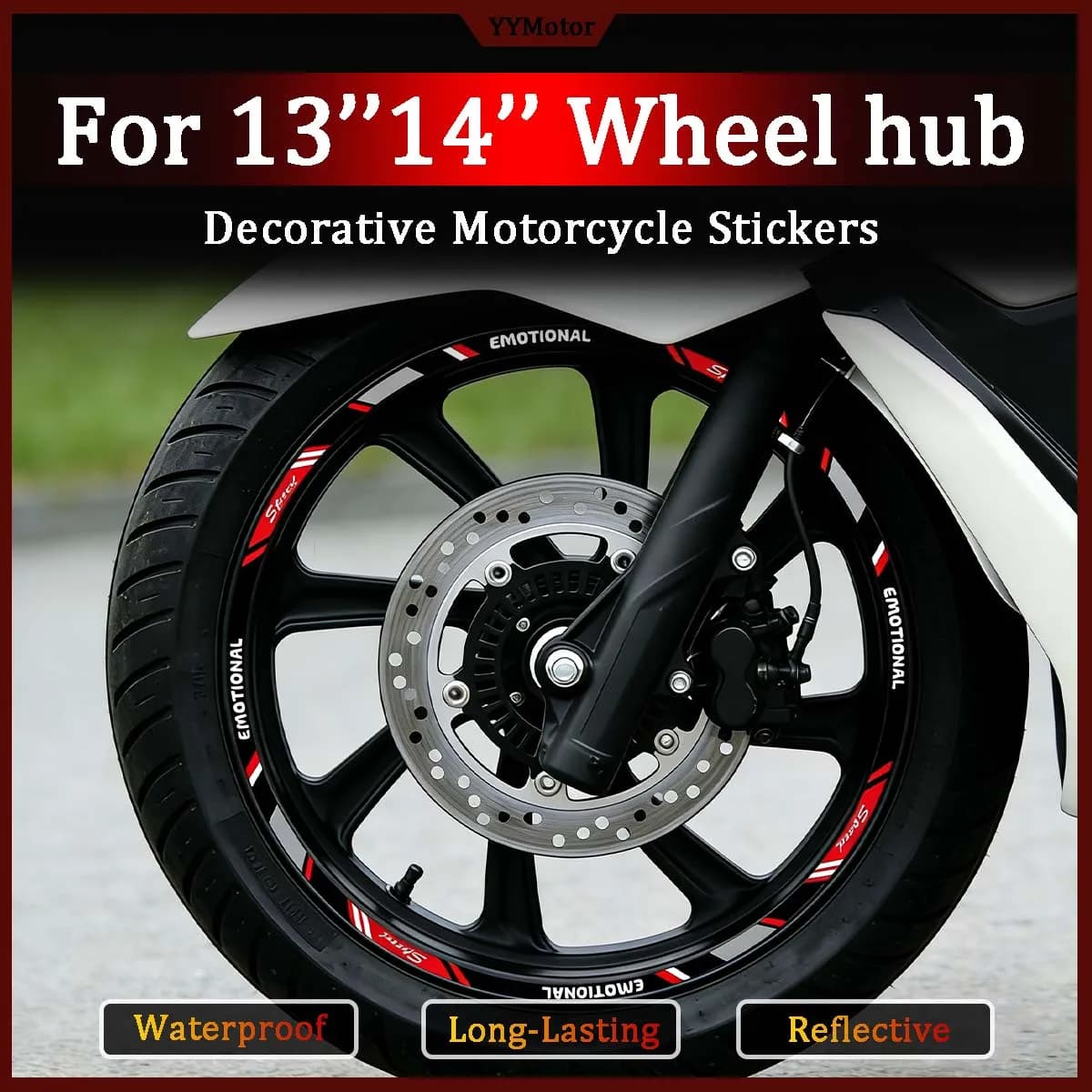 Adesivi 3D in resina epossidica per mozzi ruota moto 14'' 13'', decorazioni in vinile per carrozzeria scooter, accessori e decalcomanie per PCX 125 150 160