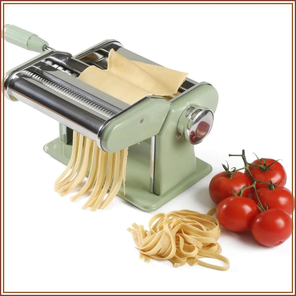 Manual Pasta Maker Machine with Rollers & Cutters - Spaghetti, Fettuccini, Lasagna or Dumpling Skin - Stainless Steel