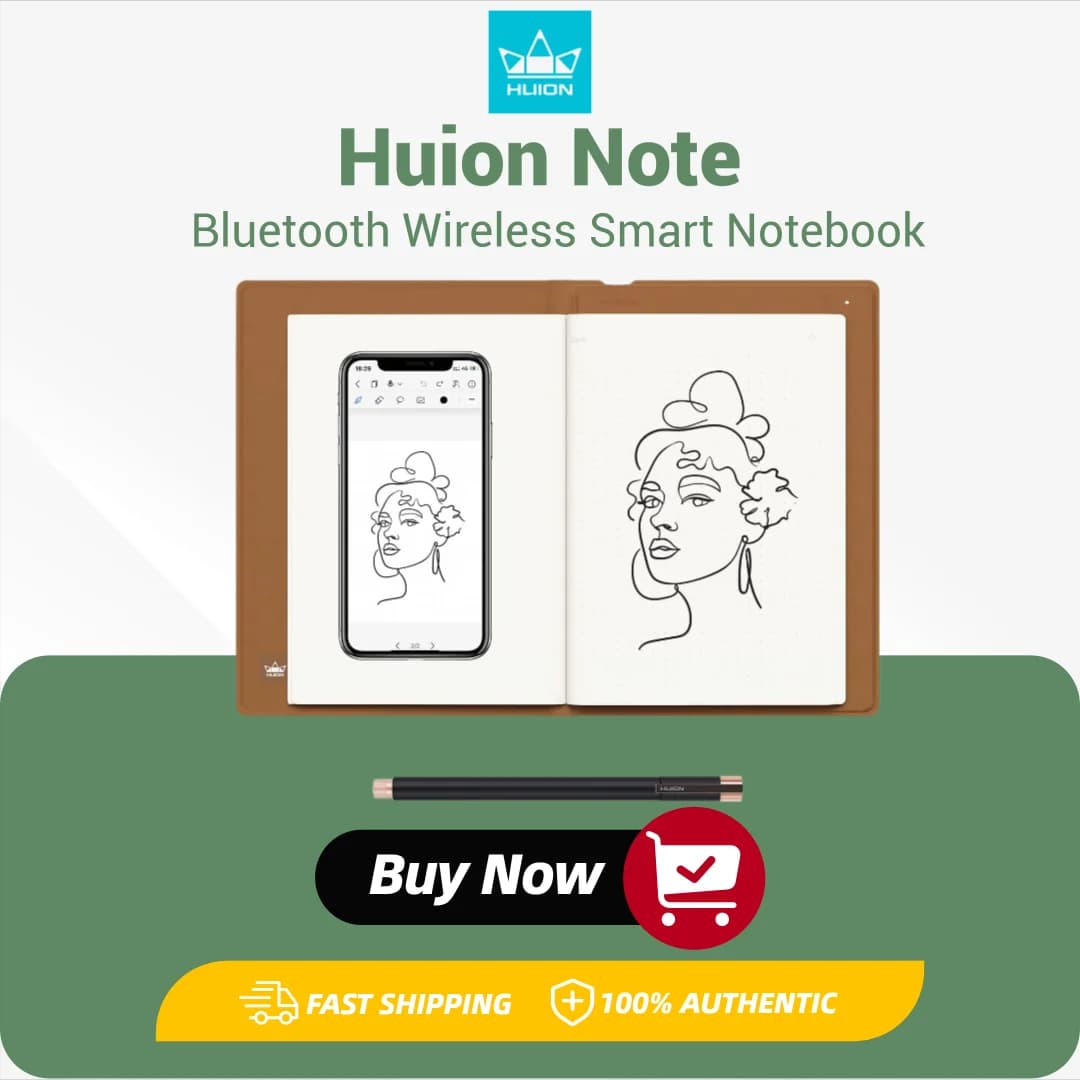 Huion Note Smart Notebook Wireless Graphics Tablet 50 Pages A5 Notepad Electronic Writing Pad Support iOS ipadOS Android Device