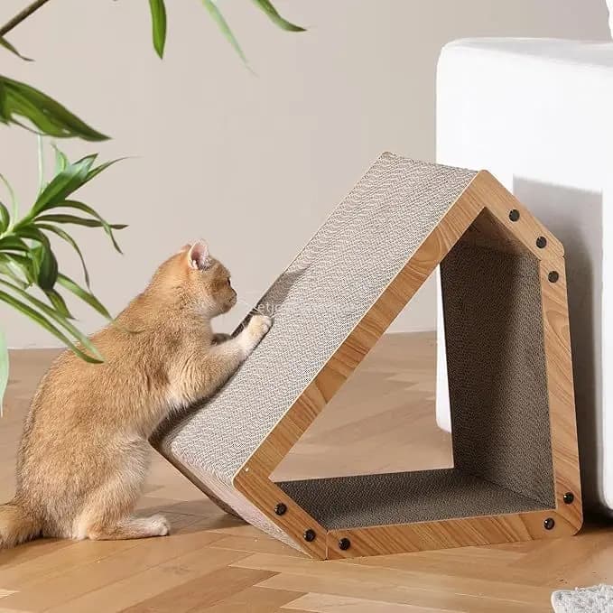 FUKUMARU Cat Scratcher House, 19.5 Inch Cozy Cardboard Cat Scratcher, Durable Scratching Pad For Indoor Cats, Safe & Sturdy