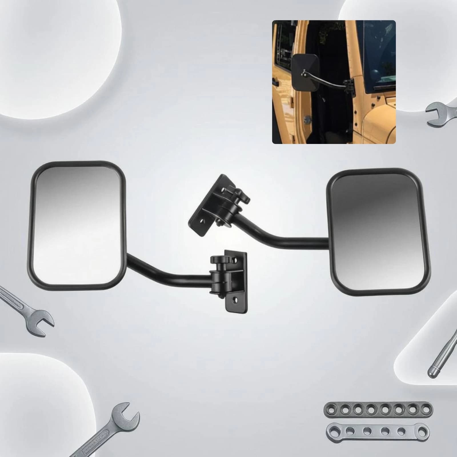 Specchietto Off Road Door Hinge Mirror Adjustable Arm Car Accessory Wide Field of View for 4x4 Trail and Daily Driving