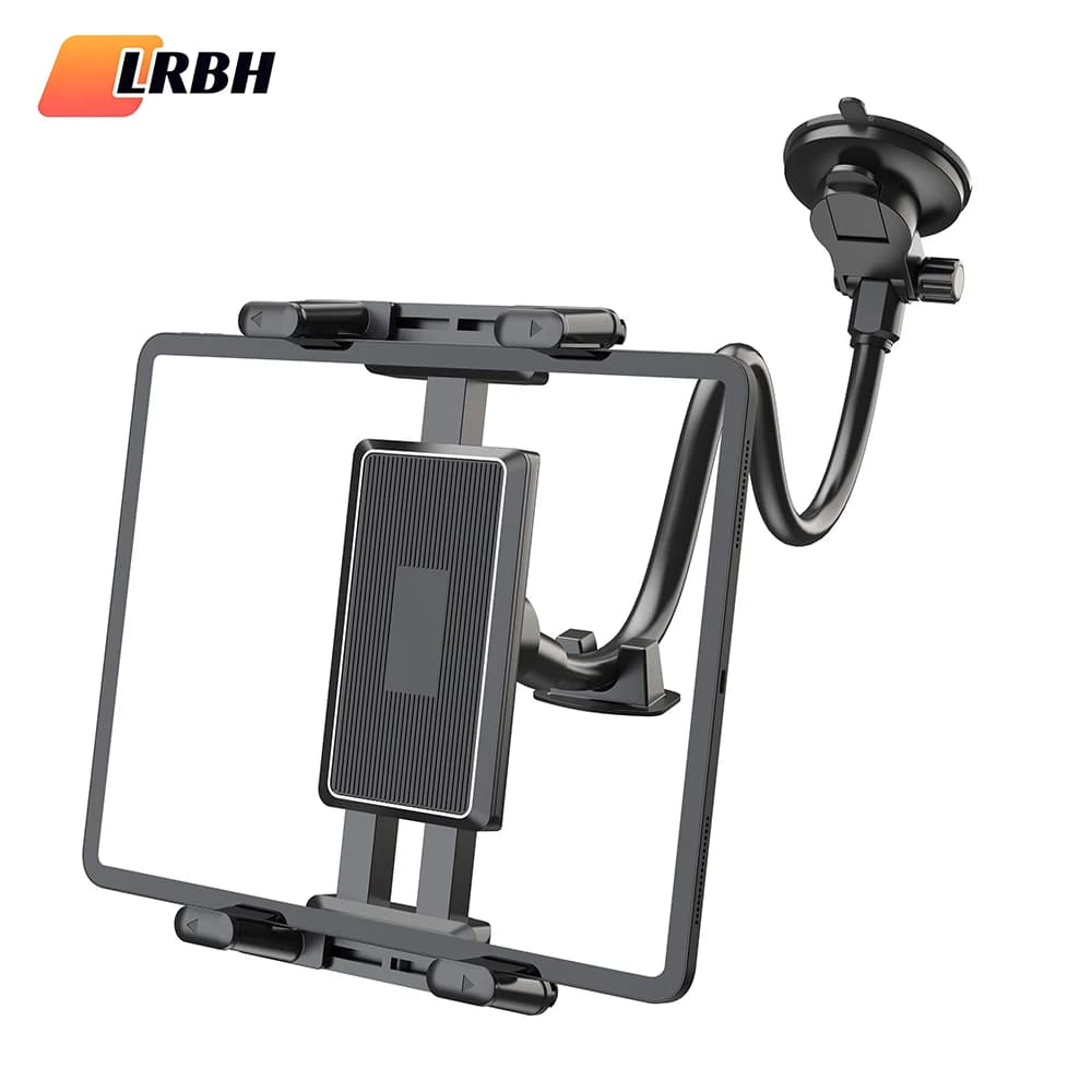 Supporto per tablet da cruscotto per supporto per parabrezza per auto con ventosa per auto con morsetto grande per tutti i dispositivi tablet e telefono da 5"-15"