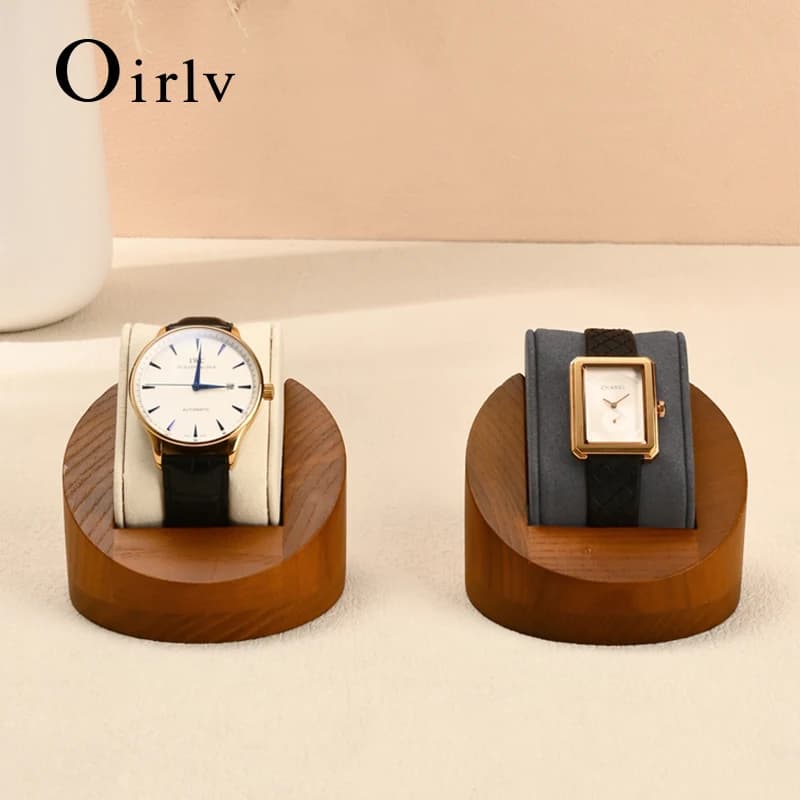 Oirlv Porta orologi in legno con cuscino Espositore per orologi Scatola portaoggetti per orologi Organizzatore di gioielli Puntelli per fotografia Spettacoli da banco