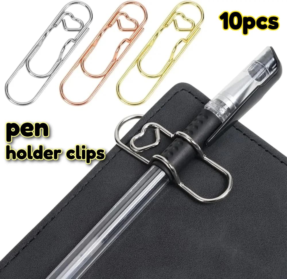 Set di 10 fermagli per agenda e portapenne in metallo, clip per quaderni, fermagli per fogli, forniture per ufficio e diario