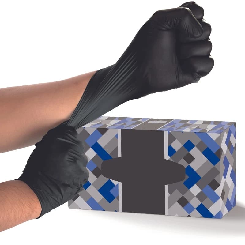 20/50/100PCS Guanti monouso in nitrile Nero 4mil Guanti per pulizia senza lattice e polvere Guanti di sicurezza per cucina da giardinaggio testurizzati