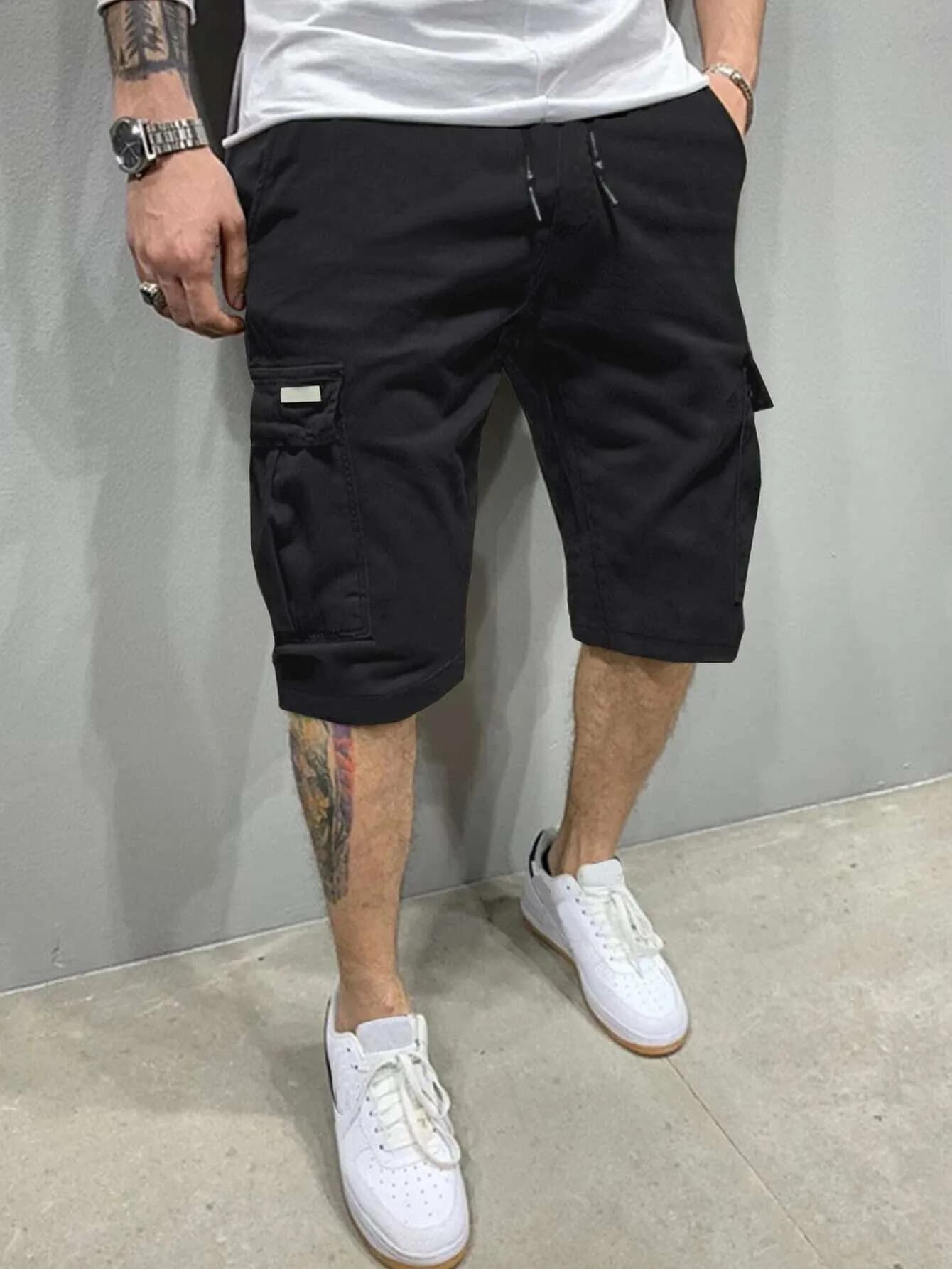 Pantaloni corti da uomo estivi, pantaloncini da lavoro alla moda, pantaloni da lavoro casual da esterno, pantaloni da trekking, design in pelle alla moda da uomo
