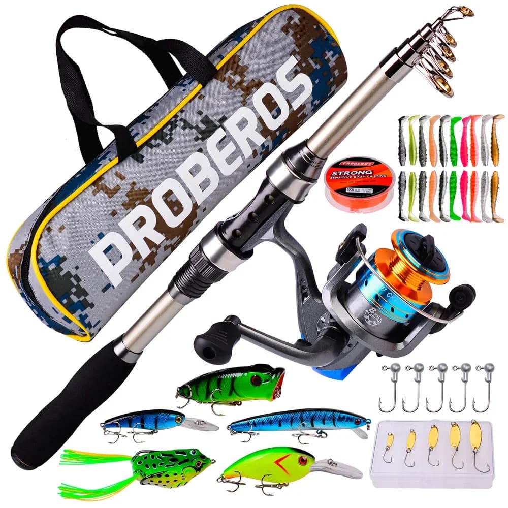 Canna da pesca e mulinello da 1,8 m combinati canna telescopica in fibra di carbonio con kit mulinello da baitcasting spinning set di attrezzatura da pesca per basso