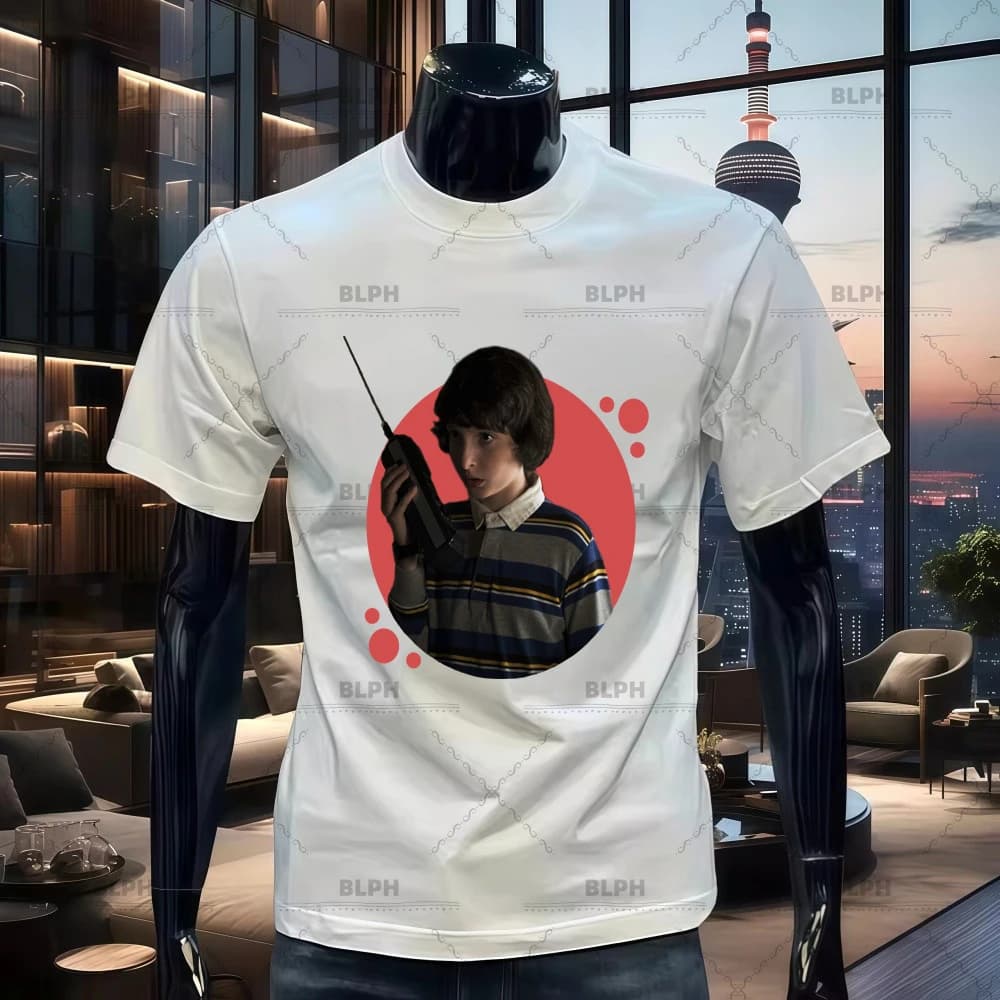 Stranger Things Mike Wheeler Walkie Talkie T-shirt in cotone 100% Top coordinati per la famiglia Magliette casual per coppie
