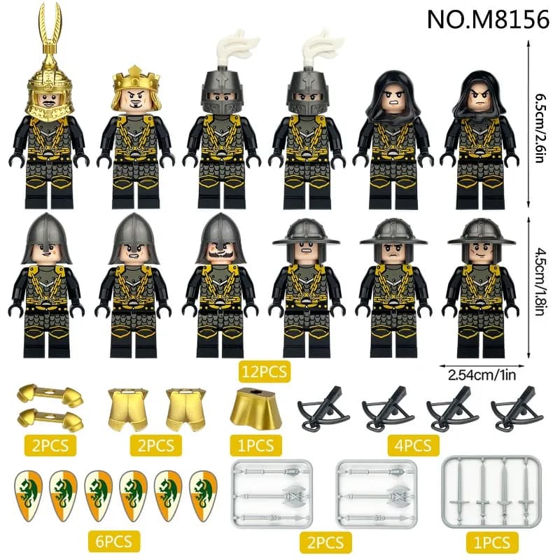 Accessori per arco e frecce da cavalleria del Drago Verde, blocchi da costruzione a piccole particelle, giocattoli medievali Meigao, vendita all'ingrosso transfrontaliera