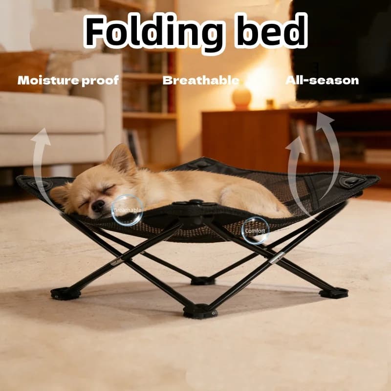 Outdoor Folding Pet Bed Raised Dog Bed for Cats and Dogs Portable Travel Camping Elevated Dog Cot Moisture Proof All Season