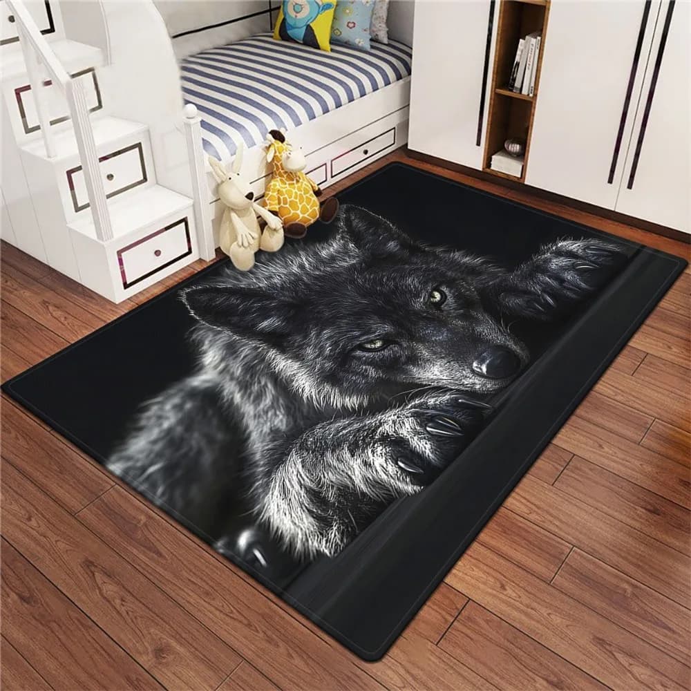 Tappetino con stampa Night Wolf, tappeto antiscivolo, assorbente e lavabile, per soggiorno, camera da letto, cucina, decorazione per yoga, campeggio all'aperto