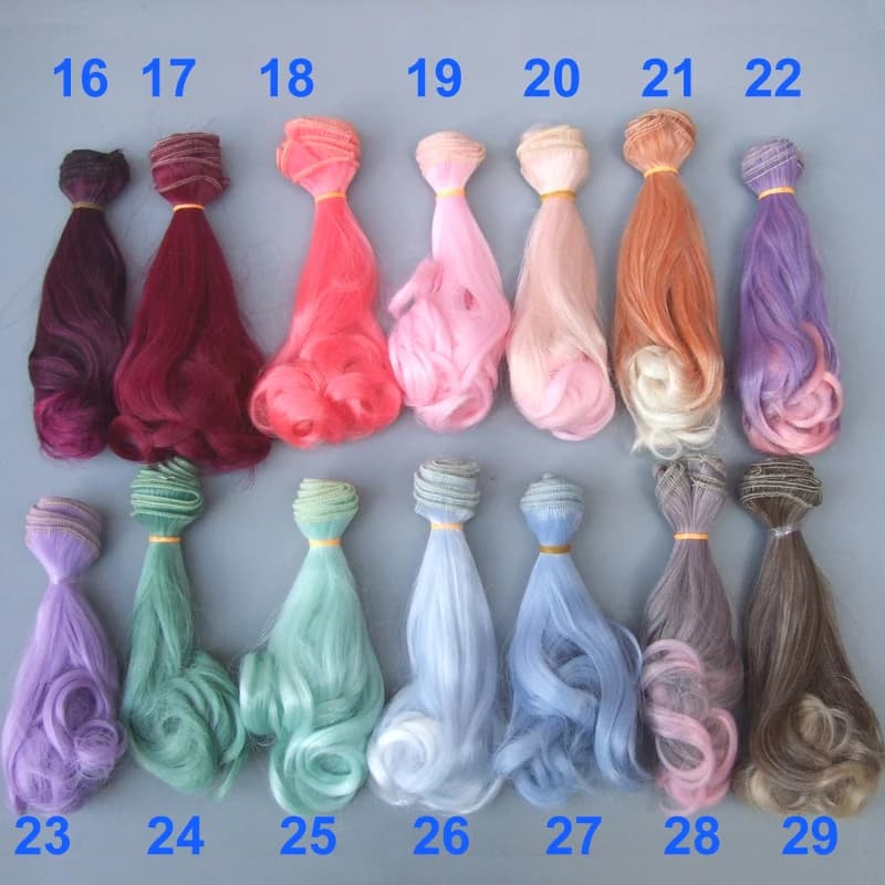 1 pz capelli bambola ad alta temperatura 15*100cm rosa verde viola colore parrucche ricci per bambola BJD OB