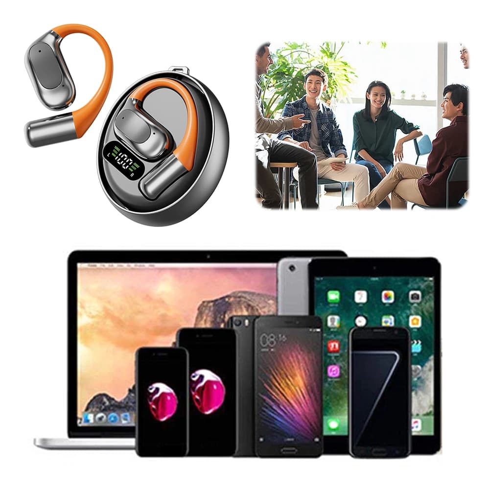 Auxiliary AI Translators for 144 Languages, Compatible with Bluetooth 5.4, Wireless Headphones with Eye Hook for Travel and Business