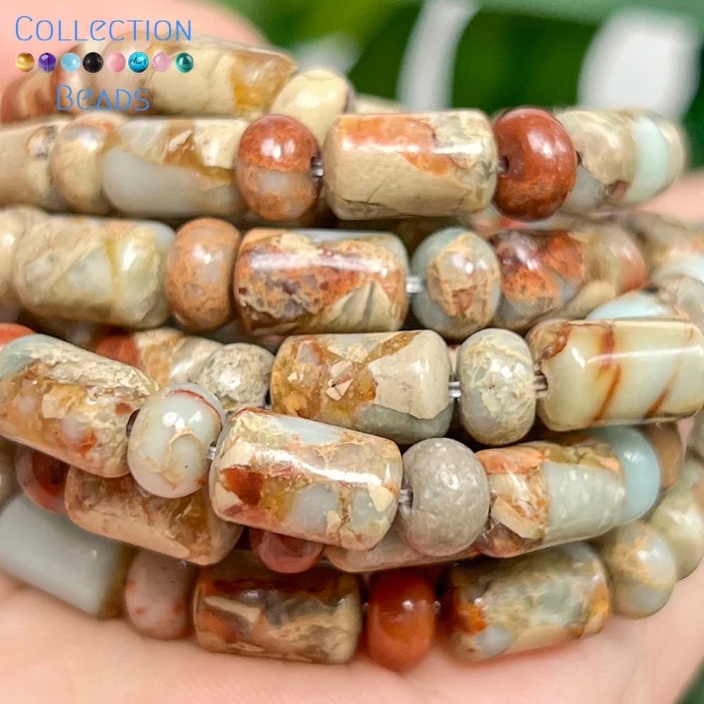 4x6x10mm Naturale Shoushan Sedimenti di Mare Diaspro Branelli Allentati Del Distanziatore per la Produzione di Gioielli FAI DA TE Collana Del Braccialetto Accessori