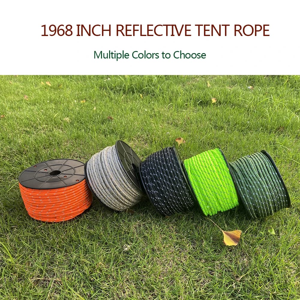6mm 50M Nylon Reflective Tent Rope Camping Fixed Canopy Rope Kayak luggage Binding Rope for Outdoor Travel Canopy Guy Line