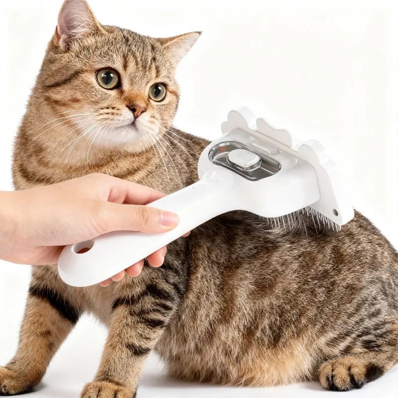 Pettine Spray Massaggiante 2in1 per Animali Domestici, Ricaricabile USB, Strumento Multifunzionale per la Toelettatura di Cani e Gatti, Rimozione Peli e Pulizia
