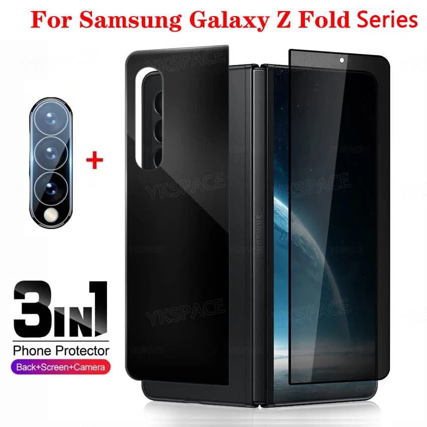 Obiettivo della fotocamera 3D Fronte Indietro Privacy Anti Spy Vetro temperato per Samsung Galaxy Z Fold SE 6 5 4 3 2 W25 W24 W23 W22 Protezione schermo