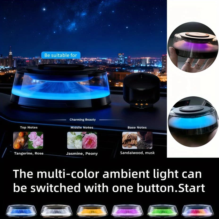 Diffusore d'aria per auto Mount Fuji Cloud View - Luci colorate lucide - Nove colori commutabili con un solo pulsante