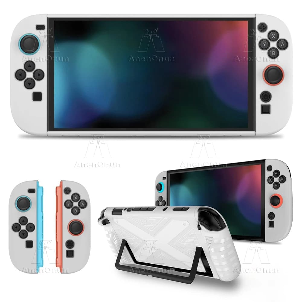 Switch 2 Custodia divisa in TPU + PC Protezione completa Antiurto Antigraffio Durevole Guscio morbido Impugnatura antiscivolo Pelle a copertura totale - Bianco